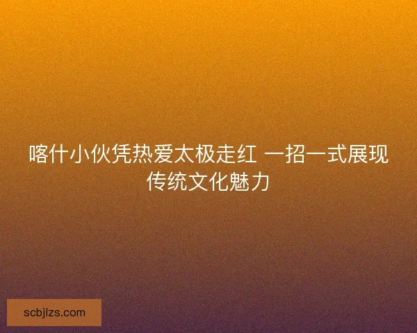 喀什小伙凭热爱太极走红 一招一式展现传统文化魅力