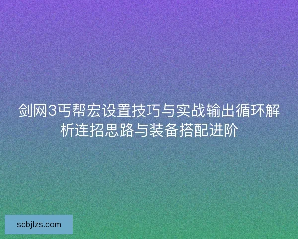 剑网3丐帮宏设置技巧与实战输出循环解析连招思路与装备搭配进阶
