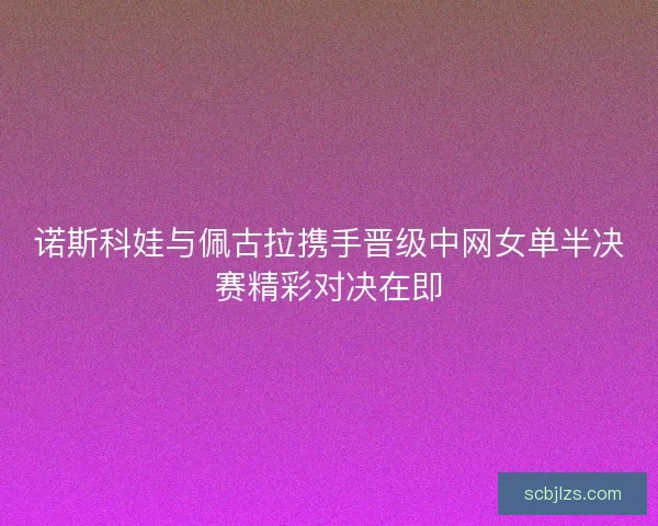 诺斯科娃与佩古拉携手晋级中网女单半决赛精彩对决在即