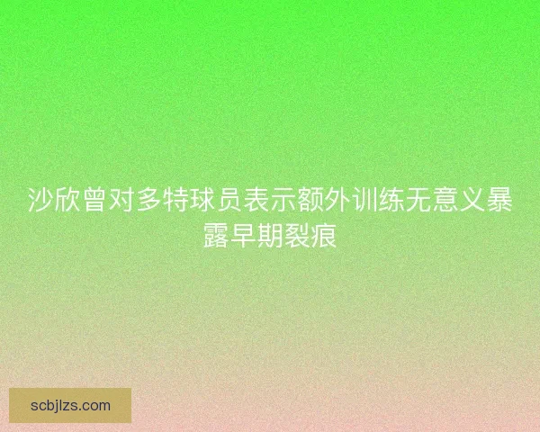 沙欣曾对多特球员表示额外训练无意义暴露早期裂痕