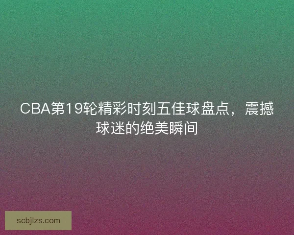 CBA第19轮精彩时刻五佳球盘点,震撼球迷的绝美瞬间 CBA第19轮精彩时刻五佳球盘点,震撼球迷的绝美瞬间